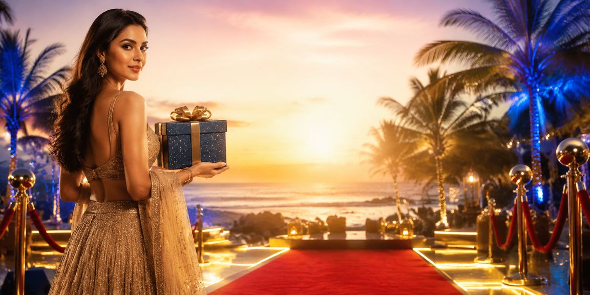 Goa beach with rummy game theme and Bollywood style