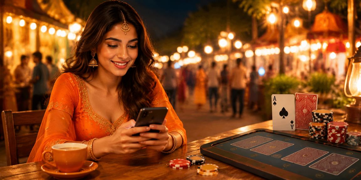 Indian night market with responsible gaming theme