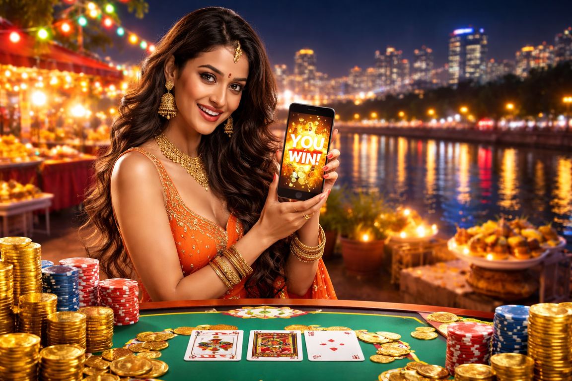 Nighttime Andar Bahar market scene in Pune suitable for betting culture